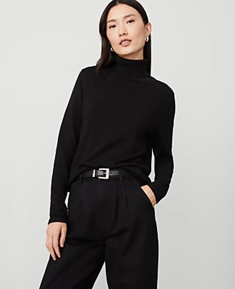 Ann Taylor Petite Essential Turtleneck Sweater Black Women's