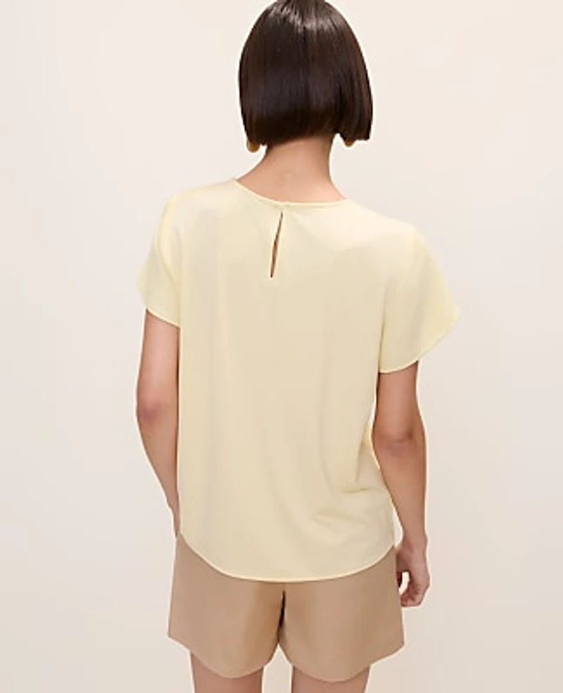 Ann Taylor Mixed Media Crew Neck T-Shirt Women's