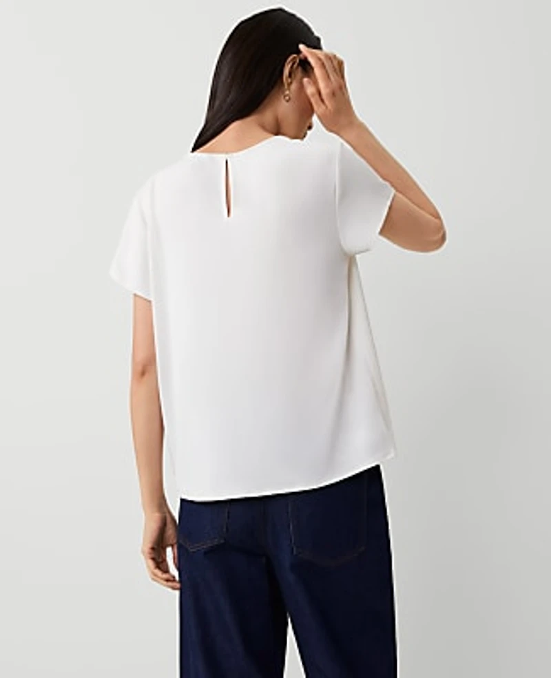 Ann Taylor Mixed Media Crew Neck T-Shirt Women's