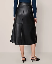Ann Taylor Petite Faux Leather Belted Wrap Skirt Black Women's