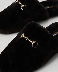 Ann Taylor Weekend Horsebit Fuzzy Slide Flat Women's