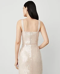 Ann Taylor Petite Cropped Sequin Tank Top Metallic Champagne Women's