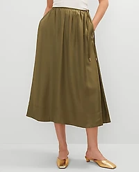 Ann Taylor Side-Tie Midi Skirt Size 4 Moss Green Women's