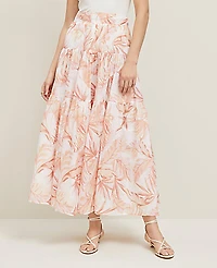 Ann Taylor Floral Tiered Full Skirt Size 6 Blush Women's