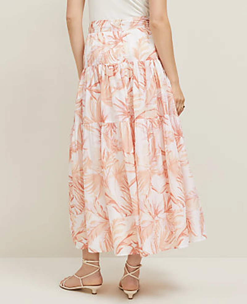 Ann Taylor Floral Tiered Full Skirt Size 6 Blush Women's