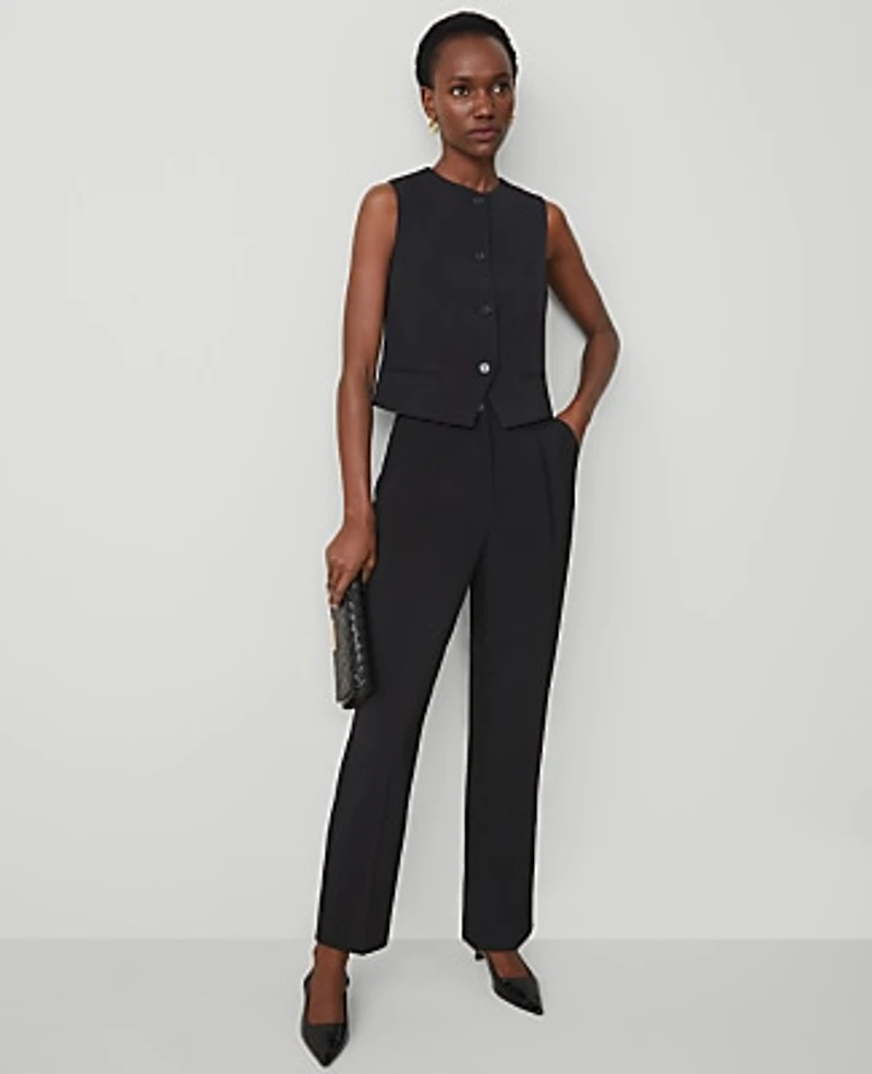 Ann Taylor The Cropped Vest Fluid Crepe Black Women's