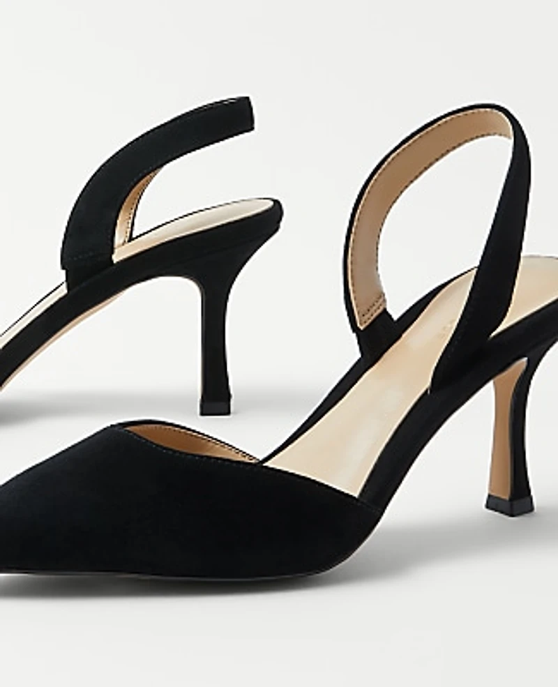 Ann Taylor Kerry Suede Slingback Pump Black Women's