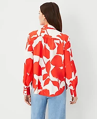 Ann Taylor Floral Button Down Shirt Grenadine Punch Women's