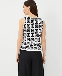 Ann Taylor Petite Crochet Sweater Shell Top White-Black Women's