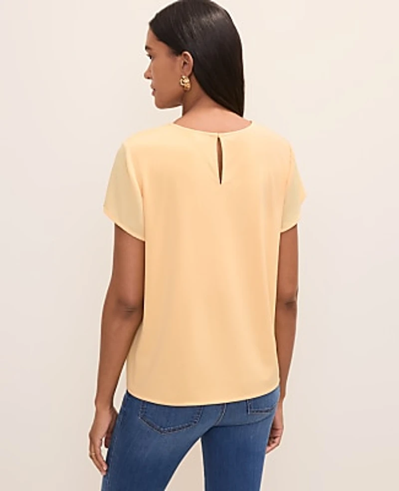 Ann Taylor Mixed Media Crew Neck T-Shirt Women's
