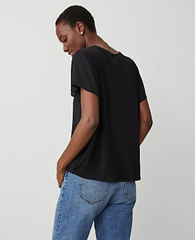 Ann Taylor Mixed Media Crew Neck T-Shirt Women's