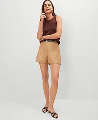 Ann Taylor The Side Zip Short Metallic Tweed Karat Gold Women's