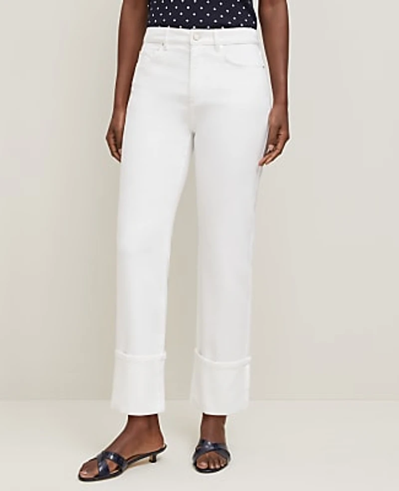 Ann Taylor The Cuffed Straight Jean Size 14 White Women's