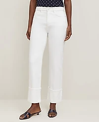 Ann Taylor The Cuffed Straight Jean Size 14 White Women's