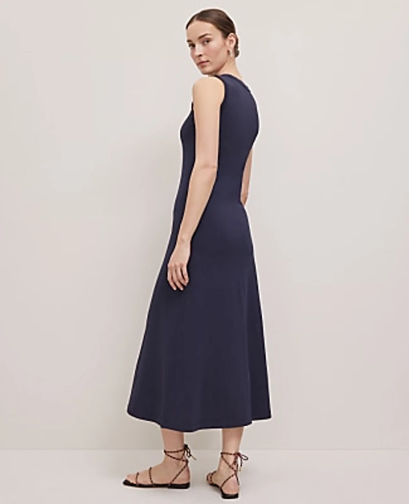 Ann Taylor Weekend Collection Fluted Maxi Dress Size 0 Night Sky Women's