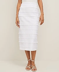 Ann Taylor Embroidered Column Midi Skirt White Women's