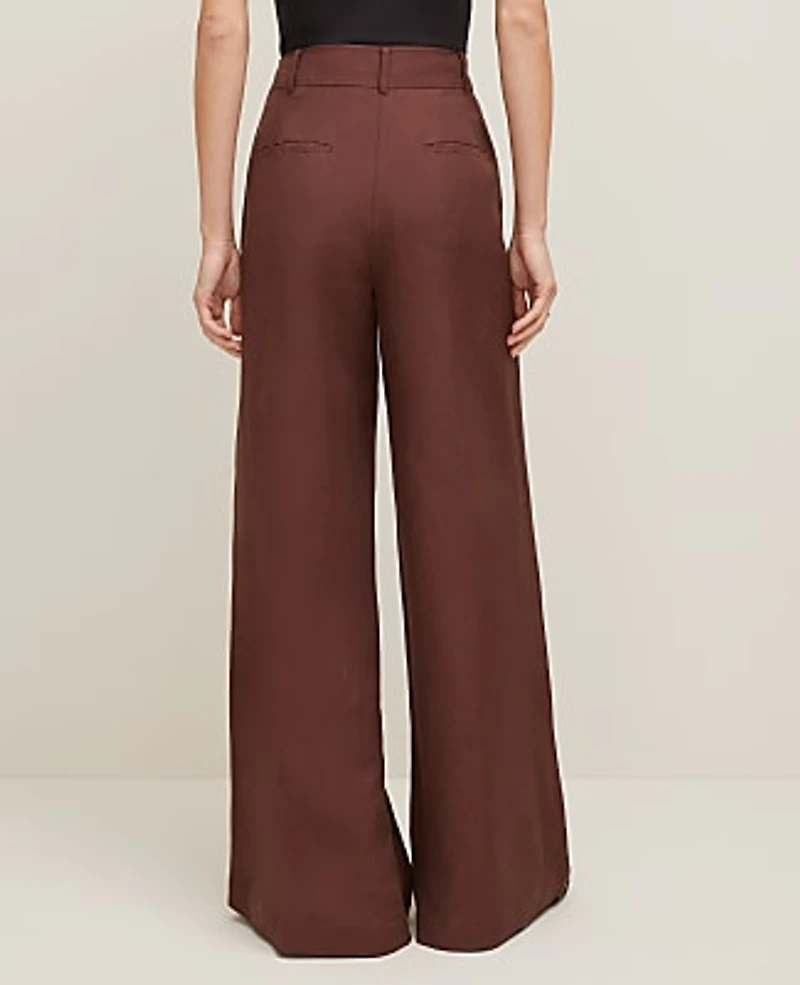 Ann Taylor The Statement Palazzo Pant in Linen Blend Size 14 Rich Walnut Women's