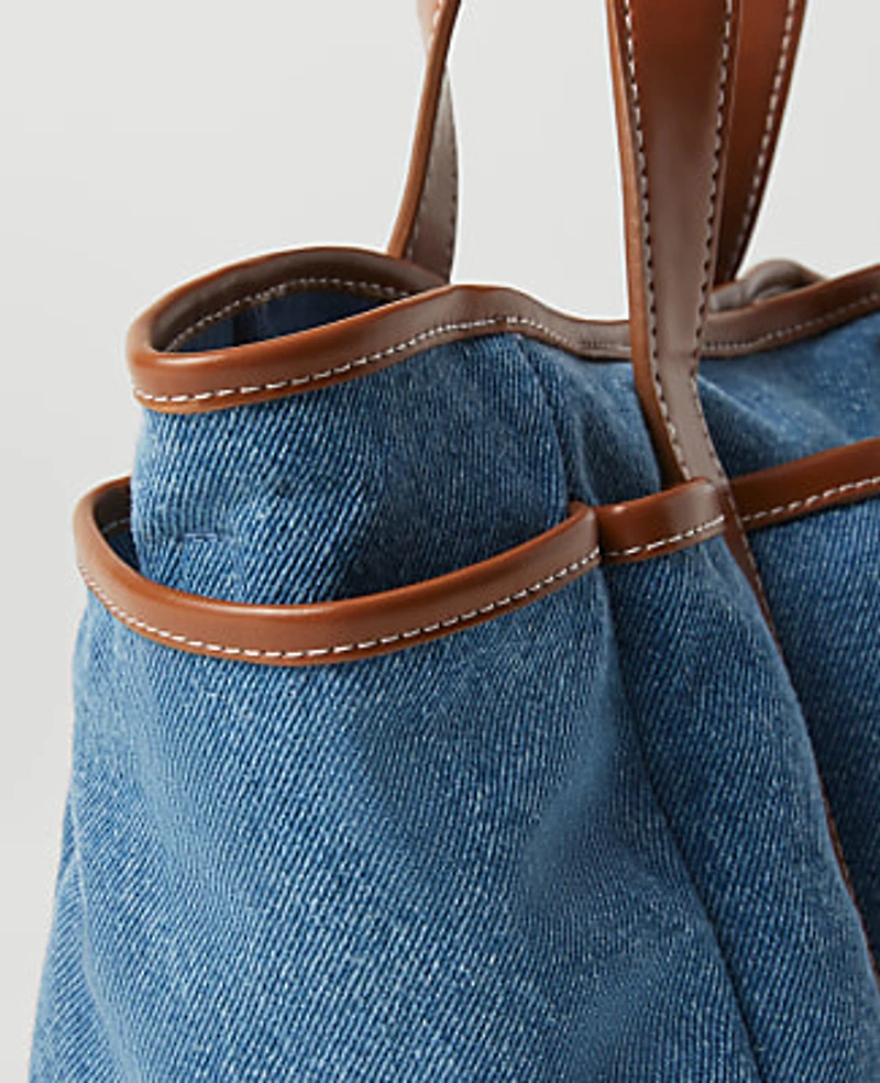 Ann Taylor Weekend Collection Mini Denim Tote Soft Denim Blue Women's
