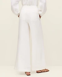 Ann Taylor The Easy Fit Wide-Leg Pant Cotton Gauze White Women's