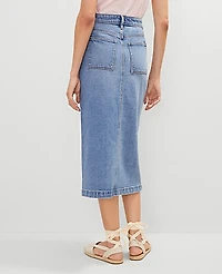 Ann Taylor Weekend Collection Patch Pocket Denim Midi Skirt Size 6 Bright Mid Indigo Wash Women's