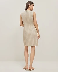 Ann Taylor The Button Pocket Shift Dress Pinstripe Sandstorm Women's