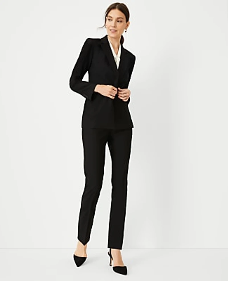 Ann Taylor The Fitted Double Breasted Blazer Bi-Stretch Black Women's