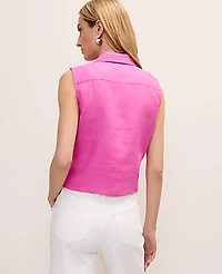 Ann Taylor Tie Waist Blouse Linen Women's