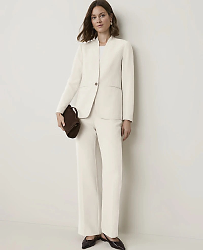 Ann Taylor The Tall Side Zip Trouser Fluid Crepe Ivory Whisper Women's