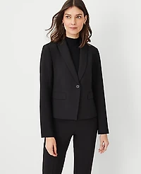Ann Taylor The Petite Shorter Single Button Blazer Fluid Crepe Black Women's