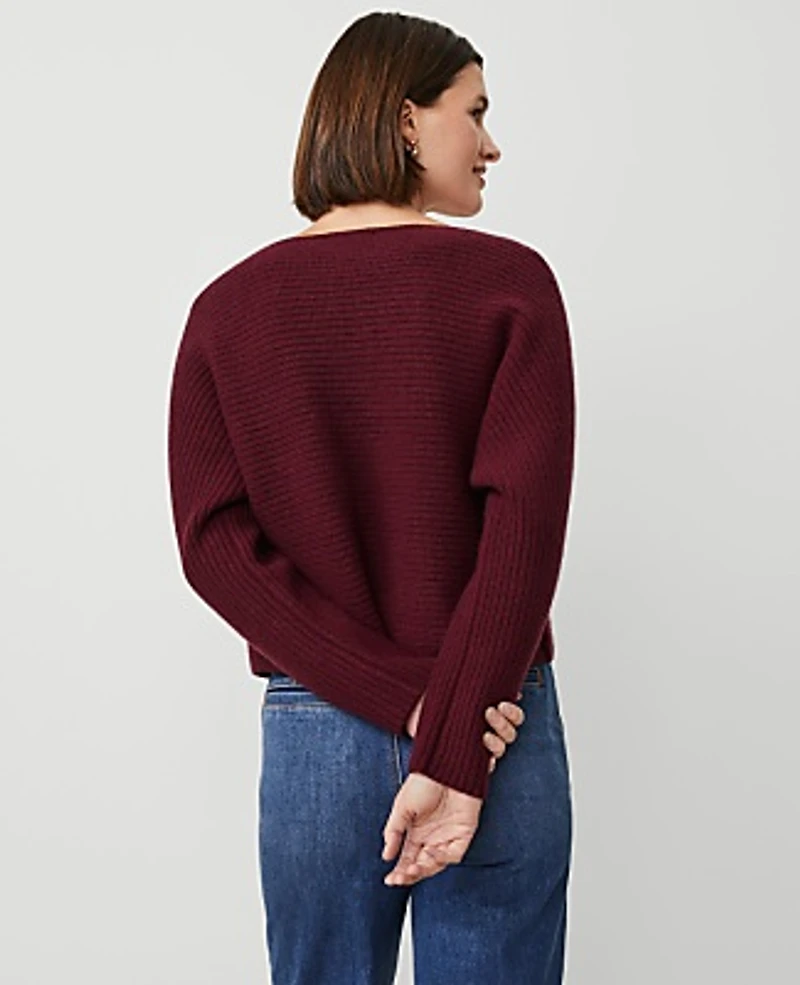 Ann Taylor Cashmere Dolman Sweater Size Large Rich Cranberry Women's