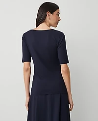 Ann Taylor Scoop Neck Elbow Sleeve T-Shirt Women's
