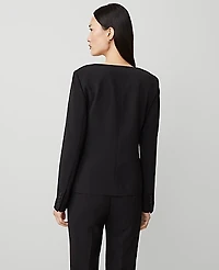 Ann Taylor The Fitted Scoop Neck Jacket Fluid Crepe Black Women's