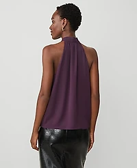 Ann Taylor Petite Tie Neck Halter Top Purple Moon Women's