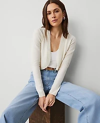 Ann Taylor Cashmere Open Cardigan Pale Ivory Women's