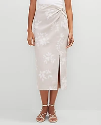 Ann Taylor Knotted Linen Blend Pencil Skirt Size 14 White Women's