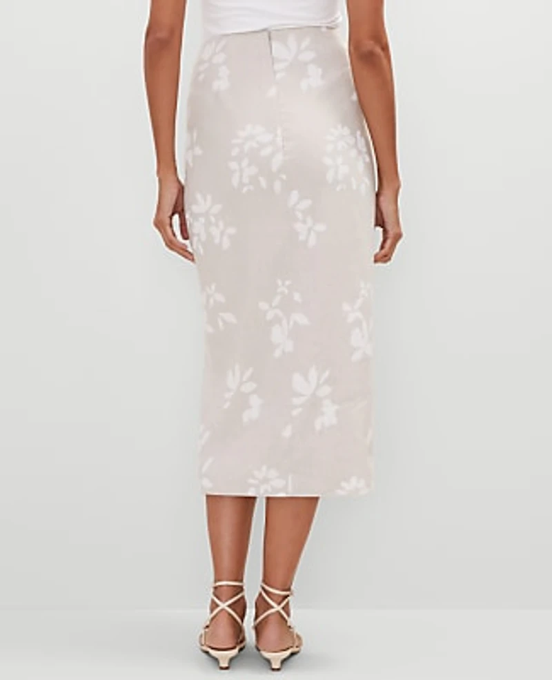 Ann Taylor Knotted Linen Blend Pencil Skirt Size 14 White Women's
