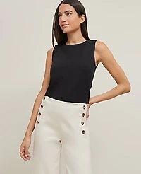 Ann Taylor Crew Neck Shell Top Black Women's