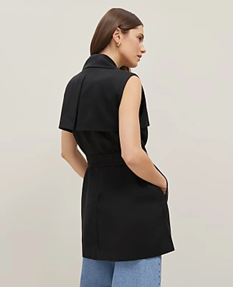 Ann Taylor Trench Vest Size Medium Black Women's
