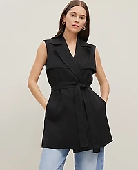 Ann Taylor Trench Vest Size Medium Black Women's