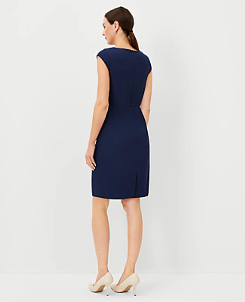 Ann Taylor The Petite Scoop Neck Sheath Dress Bi-Stretch — Curvy Fit Pure Sapphire Women's