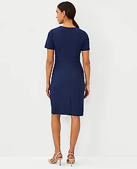 Ann Taylor The Petite Short Sleeve Sheath Dress Bi-Stretch — Curvy Fit Pure Sapphire Women's