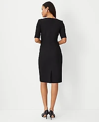 Ann Taylor The Elbow Sleeve Square Neck Dress Seasonless Stretch — Curvy Fit Women's