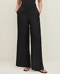 Ann Taylor The Easy Palazzo Pant Linen Blend Black Women's