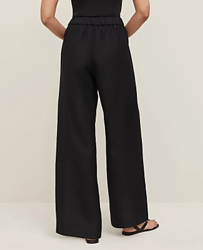 Ann Taylor The Easy Palazzo Pant Linen Blend Black Women's