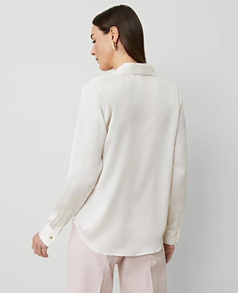 Ann Taylor Satin Modern Shirt Women's