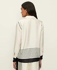 Ann Taylor Striped Satin Modern Shirt Winter White Women's