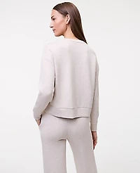 Ann Taylor Weekend Crew Neck Sweatshirt CloudPlush Muted Taupe Heather Women's