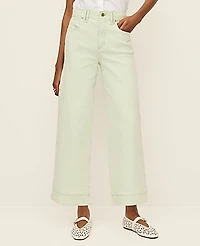 Ann Taylor The Wide-Leg Crop Jean Pale Aqua Women's