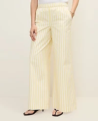 Ann Taylor Weekend Striped Easy Palazzo Pant Yellow Hibiscus Women's