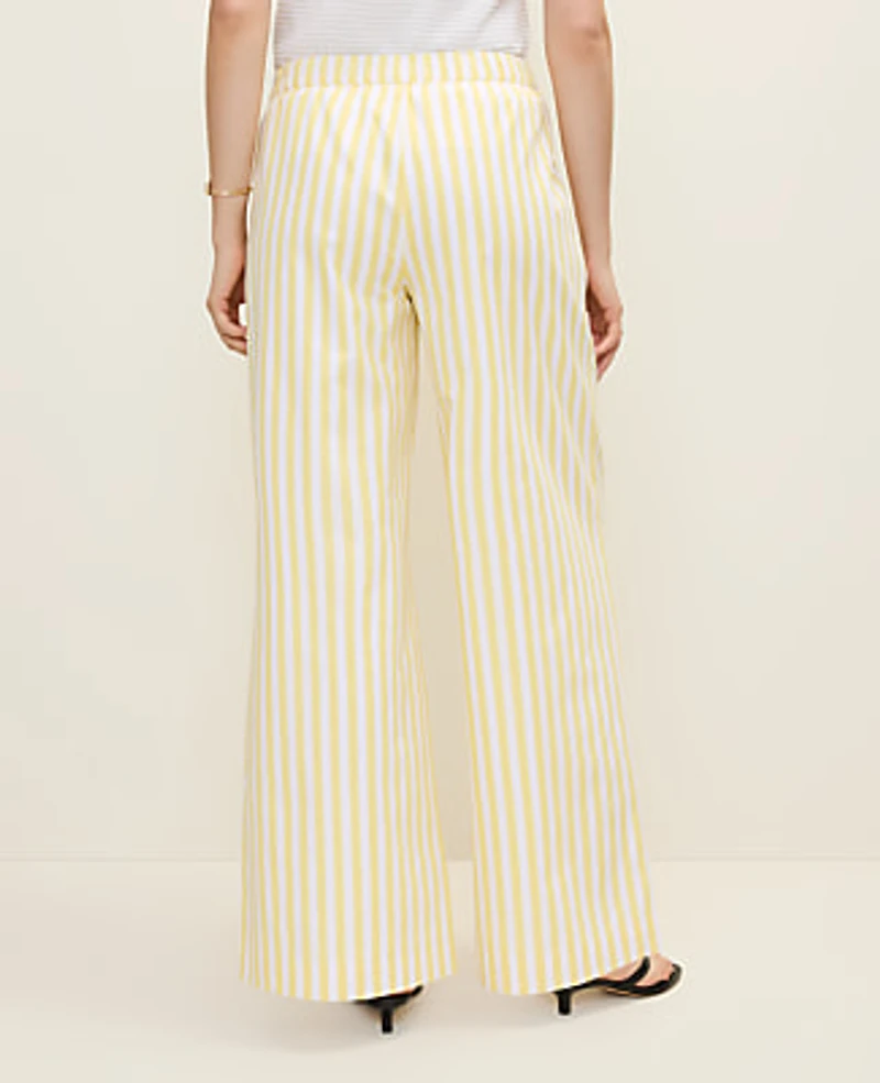 Ann Taylor Weekend Striped Easy Palazzo Pant Yellow Hibiscus Women's